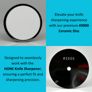 Front and back views of the HONE #3000 Ceramic Honing Disc