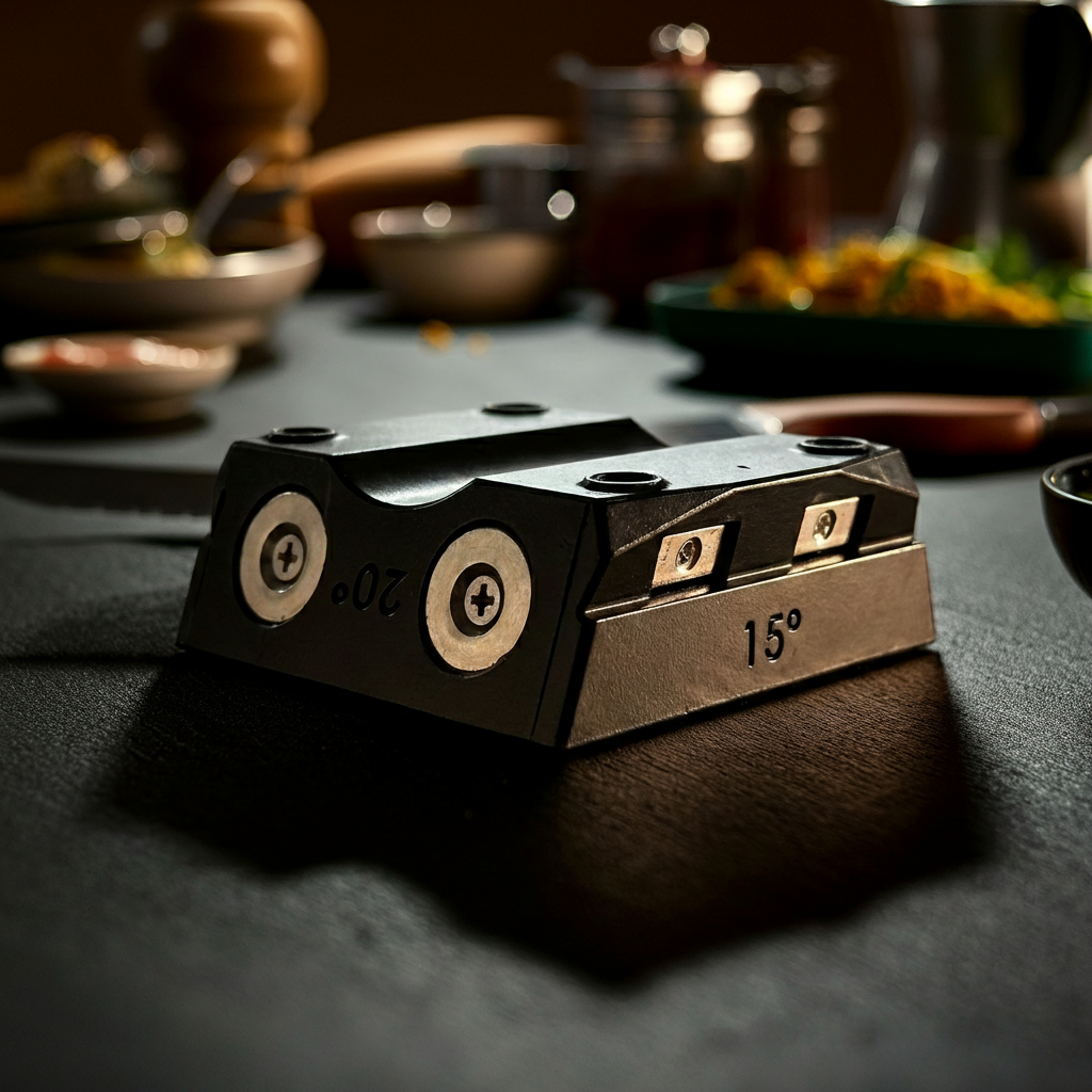 HONE Knife Holder showing its 15° and 20° sides