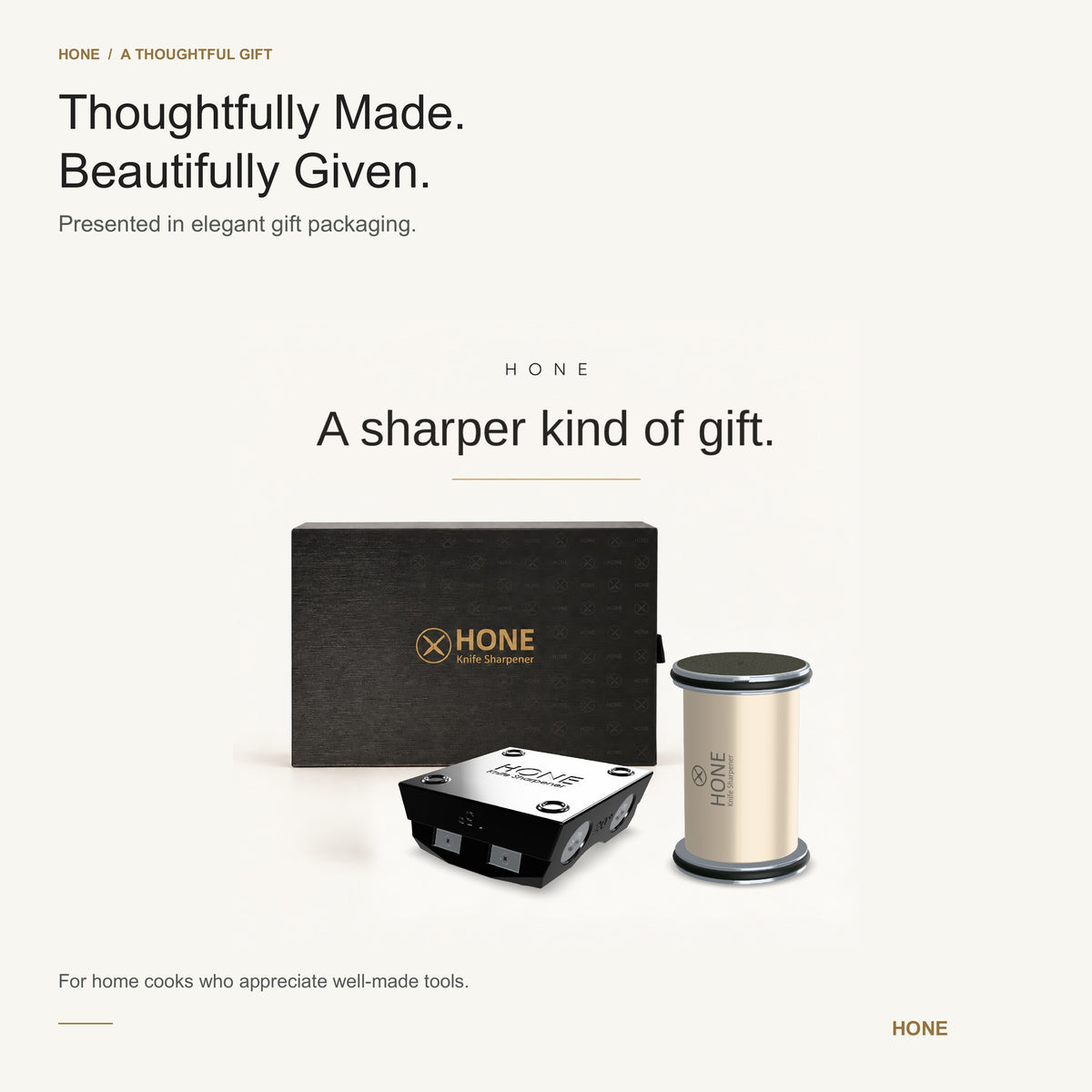 HONE Knife Sharpener roller and knife holder with gift presentation box