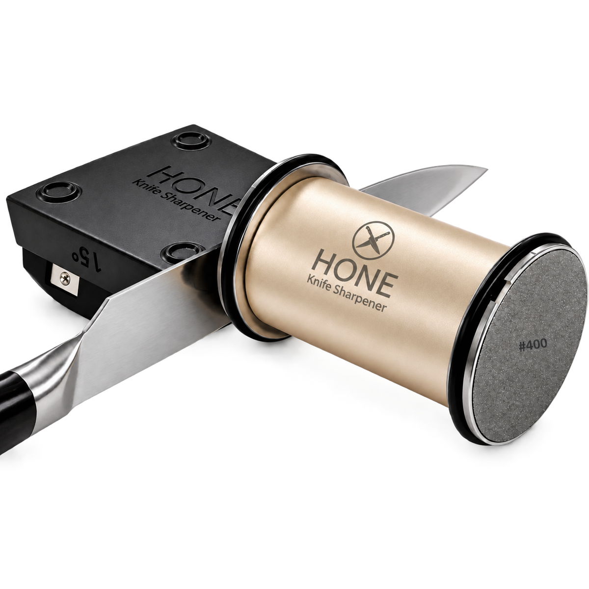 HONE Knife Sharpener with magnetic knife holder and knife